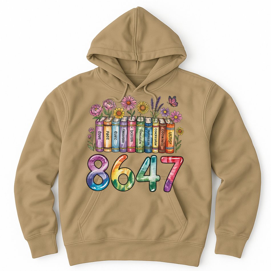 Floral Bookshelf 8647 Inclusion And Love Teacher Hoodie