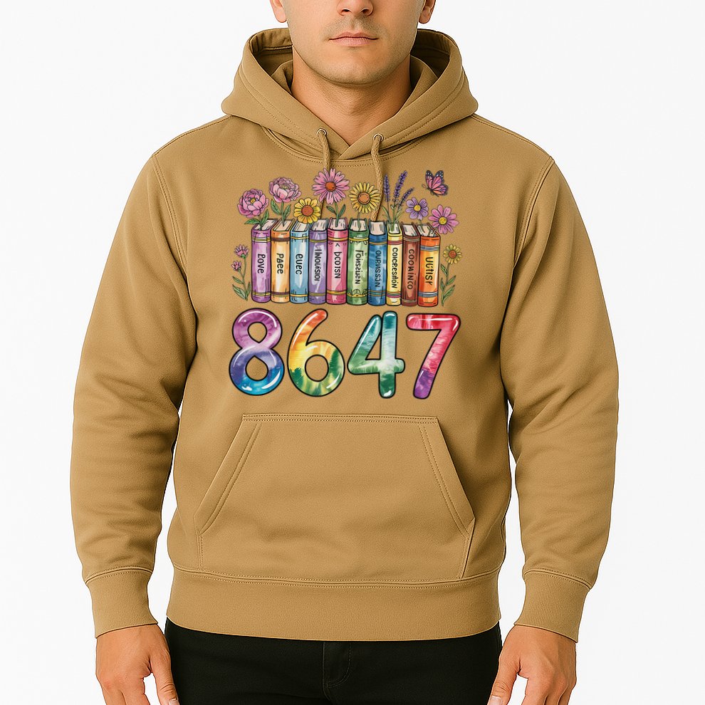 Floral Bookshelf 8647 Inclusion And Love Teacher Hoodie