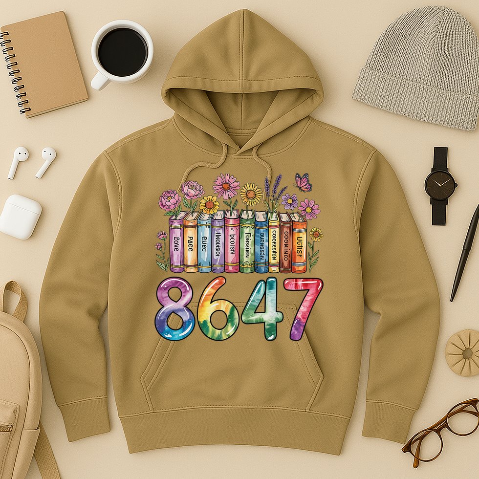 Floral Bookshelf 8647 Inclusion And Love Teacher Hoodie