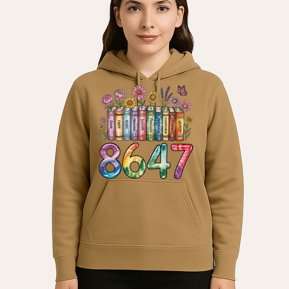 Floral Bookshelf 8647 Inclusion And Love Teacher Hoodie