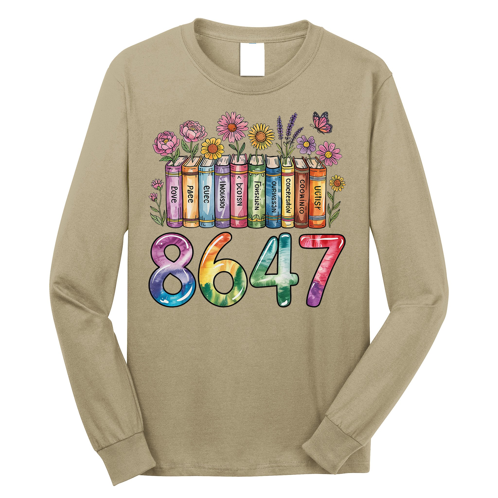 Floral Bookshelf 8647 Inclusion And Love Teacher Long Sleeve Shirt