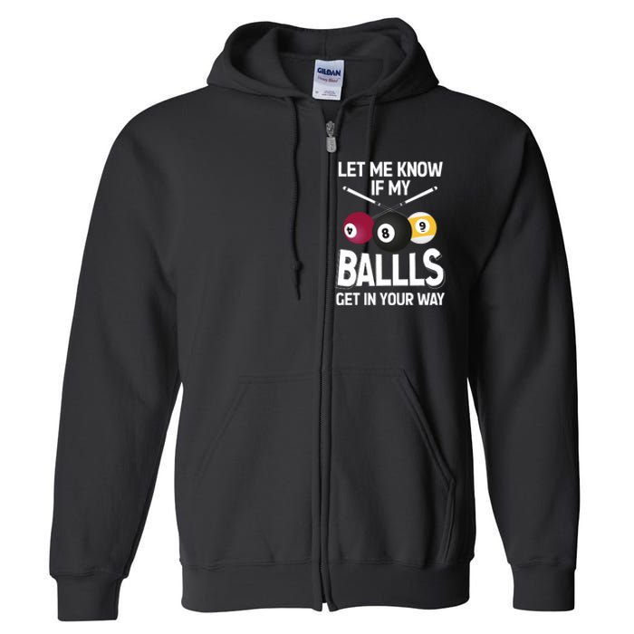 Funny Billiard 8 Ball Play Pool Table Cue Stick Snooker Full Zip Hoodie