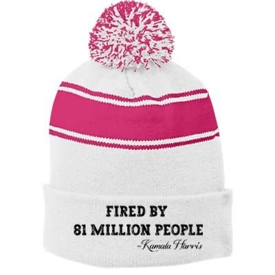 Fired By 81 Million People Kamala Harris Walz 2024 Stripe Pom Pom Beanie