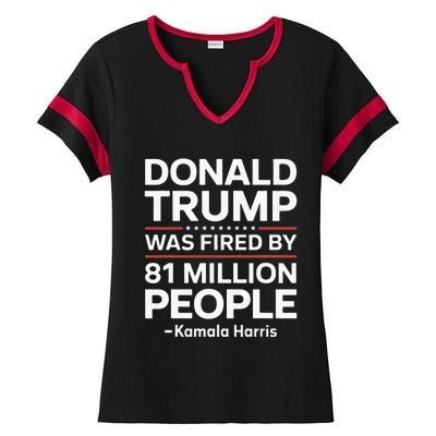 Fired By 81 Million People Kamala Harris Trump Debate Ladies Halftime Notch Neck Tee