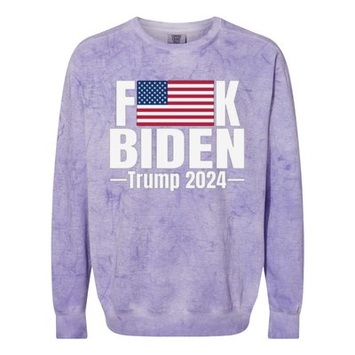 Fuck Biden American Flag Trump 2024 Colorblast Crewneck Sweatshirt