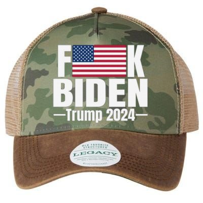 Fuck Biden American Flag Trump 2024 Legacy Tie Dye Trucker Hat