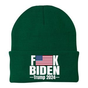 Fuck Biden American Flag Trump 2024 Knit Cap Winter Beanie