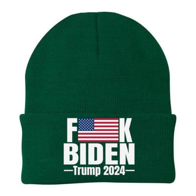 Fuck Biden American Flag Trump 2024 Knit Cap Winter Beanie