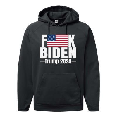 Fuck Biden American Flag Trump 2024 Performance Fleece Hoodie