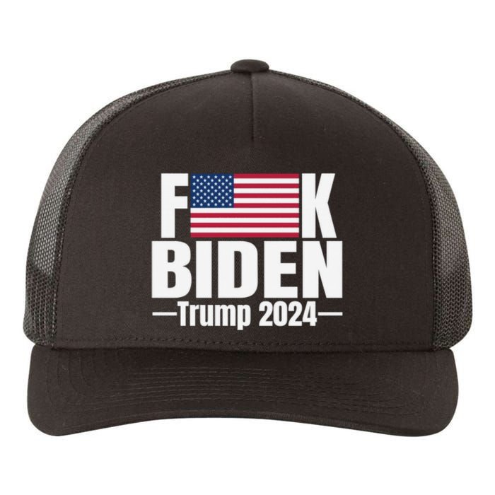 Fuck Biden American Flag Trump 2024 Yupoong Adult 5-Panel Trucker Hat