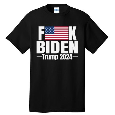 Fuck Biden American Flag Trump 2024 Tall T-Shirt