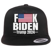 Fuck Biden American Flag Trump 2024 Flat Bill Trucker Hat