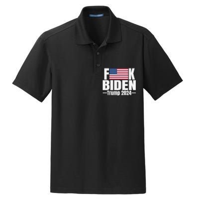 Fuck Biden American Flag Trump 2024 Dry Zone Grid Polo