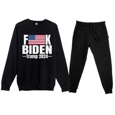 Fuck Biden American Flag Trump 2024 Premium Crewneck Sweatsuit Set