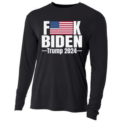 Fuck Biden American Flag Trump 2024 Cooling Performance Long Sleeve Crew