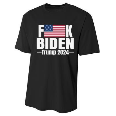 Fuck Biden American Flag Trump 2024 Performance Sprint T-Shirt