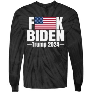 Fuck Biden American Flag Trump 2024 Tie-Dye Long Sleeve Shirt