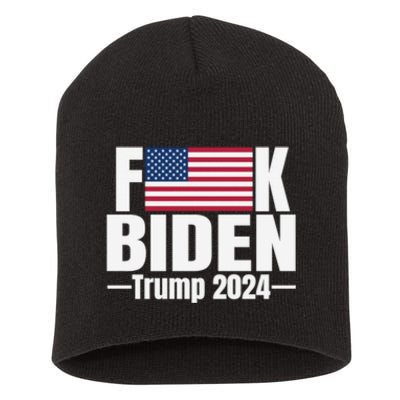 Fuck Biden American Flag Trump 2024 Short Acrylic Beanie