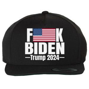 Fuck Biden American Flag Trump 2024 Wool Snapback Cap