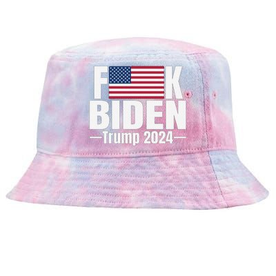 Fuck Biden American Flag Trump 2024 Tie-Dyed Bucket Hat