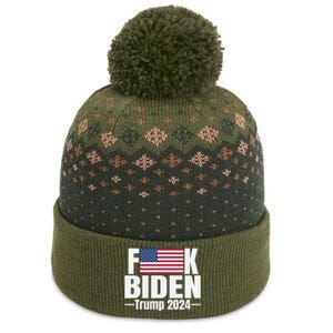 Fuck Biden American Flag Trump 2024 The Baniff Cuffed Pom Beanie