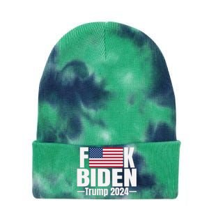 Fuck Biden American Flag Trump 2024 Tie Dye 12in Knit Beanie