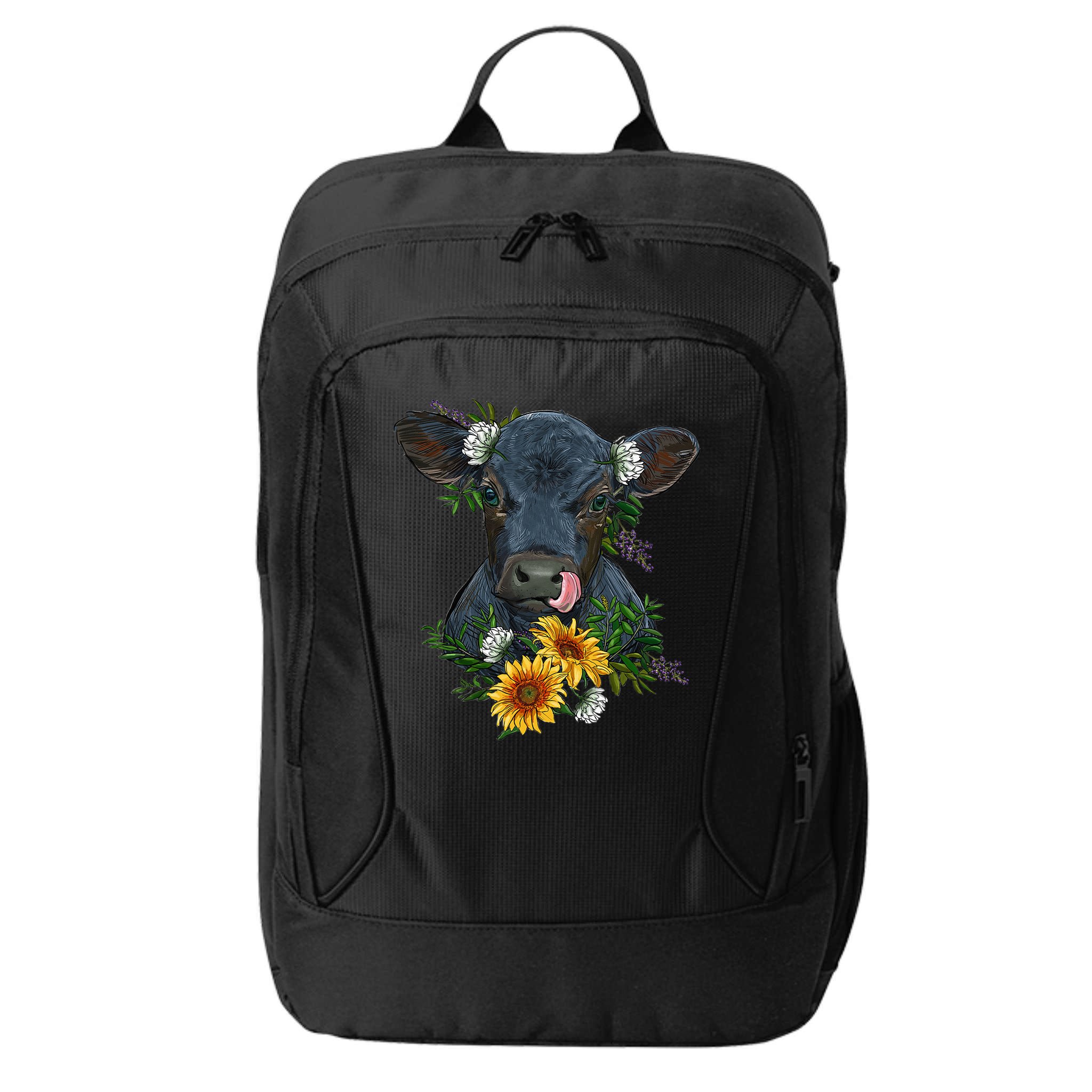 flower Black Angus Calf Cow Farm Animals City Backpack