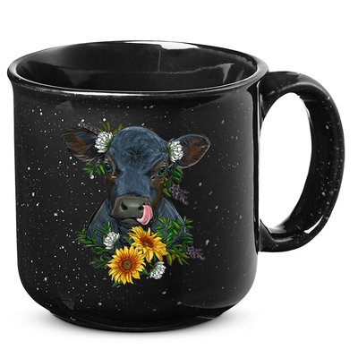 flower Black Angus Calf Cow Farm Animals 15oz Campfire Ceramic Mug