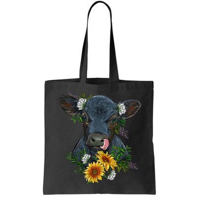 flower Black Angus Calf Cow Farm Animals Bag
