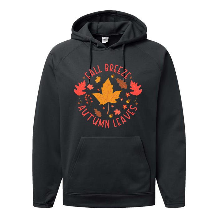 Fall Breeze Autumn Leaves Cute Maple Leaf Performance Fleece Hoodie