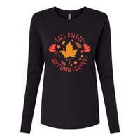 Fall Breeze Autumn Leaves Cute Maple Leaf Womens Cotton Relaxed Long Sleeve T-Shirt