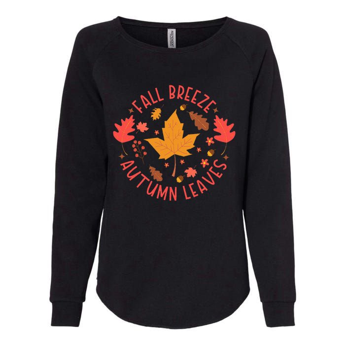 Fall Breeze Autumn Leaves Cute Maple Leaf Womens California Wash Sweatshirt