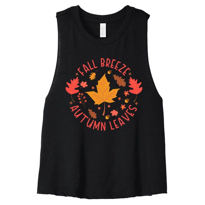 Fall Breeze Autumn Leaves Cute Maple Leaf Women's Racerback Cropped Tank