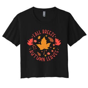 Fall Breeze Autumn Leaves Cute Maple Leaf Women's Crop Top Tee