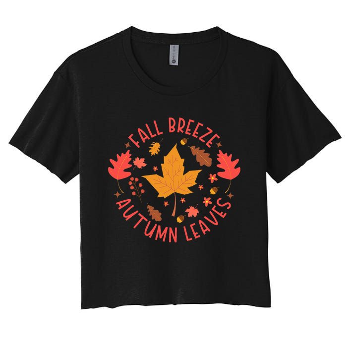 Fall Breeze Autumn Leaves Cute Maple Leaf Women's Crop Top Tee