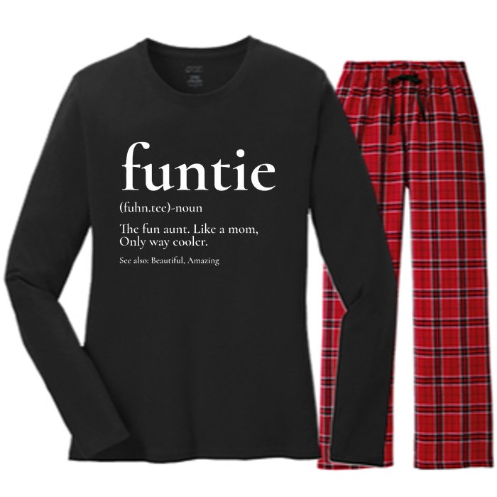 Funtie Best Aunt Ever Cool Aunt Favorite Aunt Women's Long Sleeve Flannel Pajama Set 