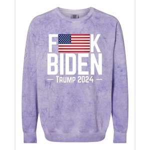 Fuck Biden American Flag Trump 2024 Shirt Colorblast Crewneck Sweatshirt