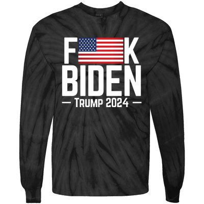 Fuck Biden American Flag Trump 2024 Shirt Tie-Dye Long Sleeve Shirt