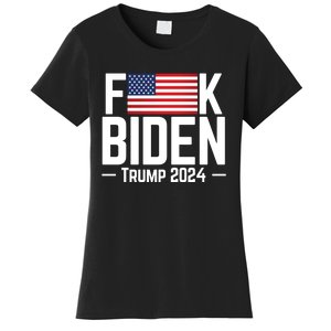 Fuck Biden American Flag Trump 2024 Shirt Women's T-Shirt