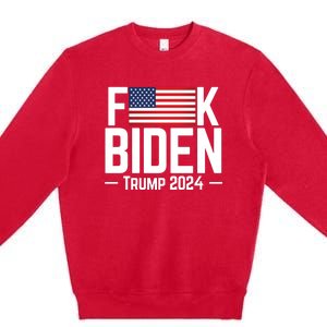 Fuck Biden American Flag Trump 2024 Shirt Premium Crewneck Sweatshirt