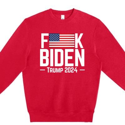 Fuck Biden American Flag Trump 2024 Shirt Premium Crewneck Sweatshirt