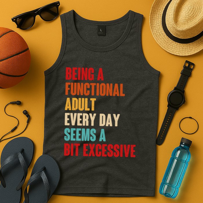 Funny Being A Functional Adult Every Day Seems A Bit Excessive Tank Top