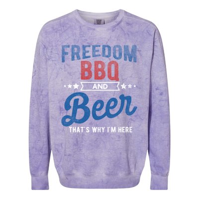 Freedom Bbq And Beer Thats Why In Here Cute Gift Colorblast Crewneck Sweatshirt