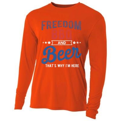 Freedom Bbq And Beer Thats Why In Here Cute Gift Cooling Performance Long Sleeve Crew