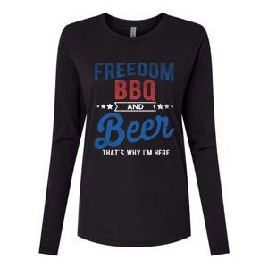 Freedom Bbq And Beer Thats Why In Here Cute Gift Womens Cotton Relaxed Long Sleeve T-Shirt