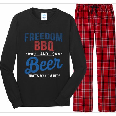 Freedom Bbq And Beer Thats Why In Here Cute Gift Long Sleeve Pajama Set