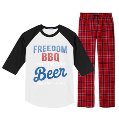 Freedom Bbq And Beer Thats Why In Here Cute Gift Raglan Sleeve Pajama Set