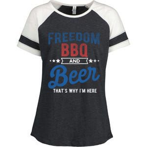 Freedom Bbq And Beer Thats Why In Here Cute Gift Enza Ladies Jersey Colorblock Tee