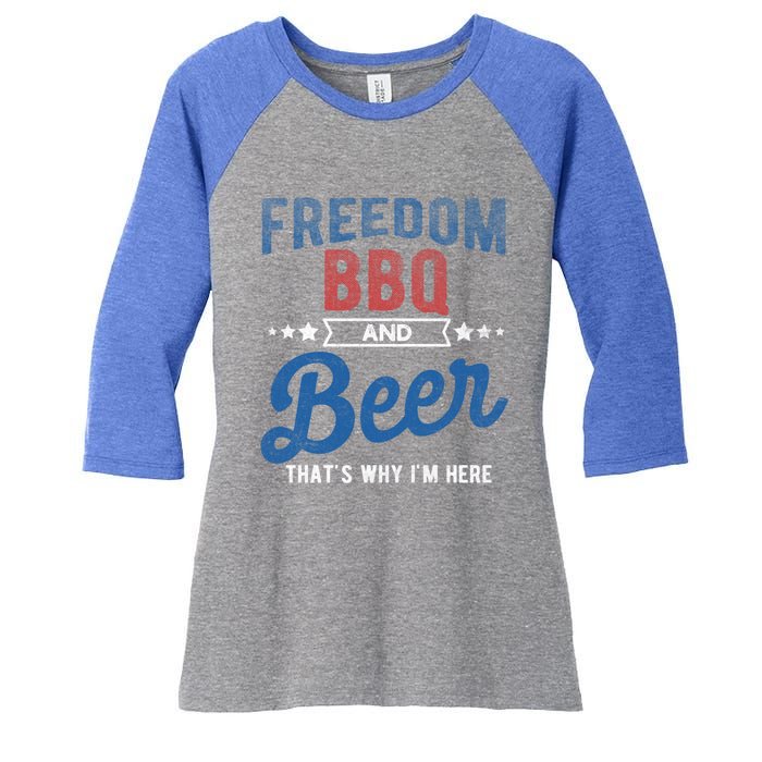 Freedom Bbq And Beer Thats Why In Here Cute Gift Women's Tri-Blend 3/4-Sleeve Raglan Shirt