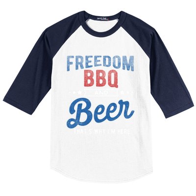 Freedom Bbq And Beer Thats Why In Here Cute Gift Baseball Sleeve Shirt